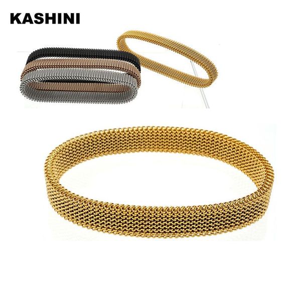 

bangle titanium steel spring bracelet elastic bracelet slingsbracelet stainless steel mesh bracelet wholesale couple bracelet, Black