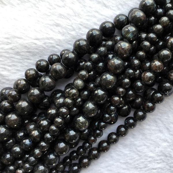 

crystal 2 strands natural genuine black astrophyllite round loose gemstone stone beads 6mm 8mm 10mm 15"