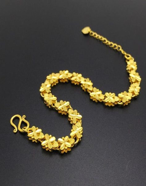 

2016 fashion good luck four leaf clover bracelet for women goldplated brass pulsera bangles pulseras mujer jewelry1231139, Golden;silver