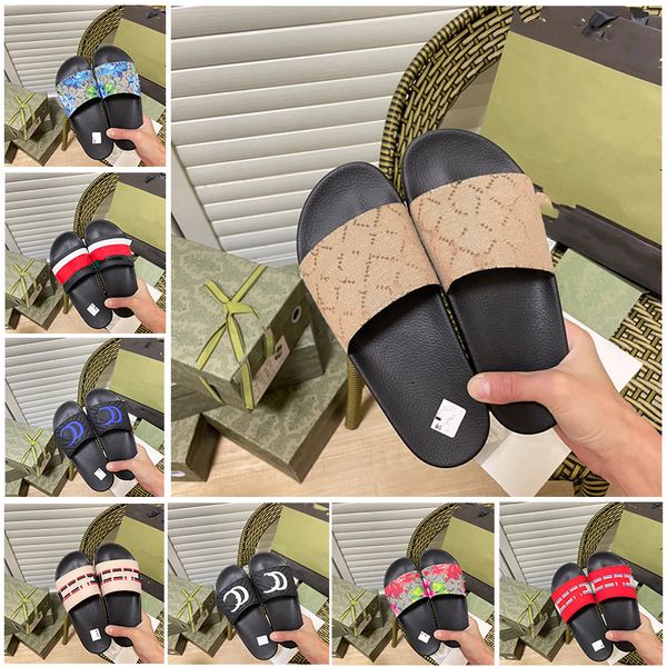 

24model mule waterfront men women slide sandals designer shoes luxury slide wide flat slippery thick sandals slipper flip flops with origina, Black