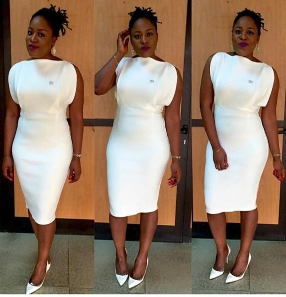 

side slit white cocktail dresses for women sheath knee length satin s evening party gowns prom wear5176944, Black