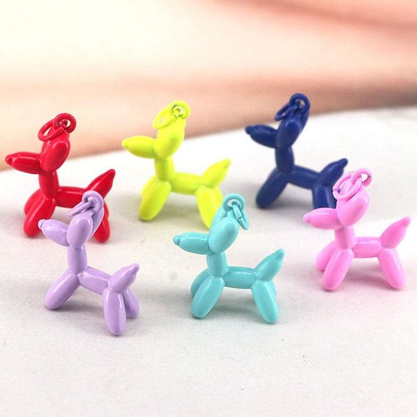 

necklaces 20pcs lovely enamel balloon dog pendant charms cute colorful dog gold chain fashion jewelry gift for her, Silver