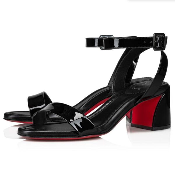 

paris designer woman sandal miss sabina reds sole ankle-strap sandals 55mm block heel smooth calf leather wedding party dress pumps black nu