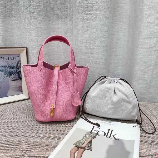 

designer handbag picotin lock cargo 2022 new food basket women's bag first layer cow leather bucket bag leather women's bag handba