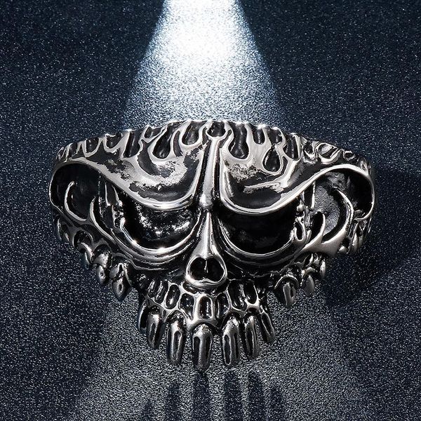 

bangle european and american trendy men's bracelets stainless steel jewelry casting skull bracelet retro fashion boy ghost bracelet hot, Black