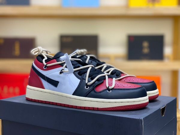 

2023 new arrivals 1s basketball shoes 1 low black varsity red sail noir rouge the outdoor-indoor designer lace-up sneakers