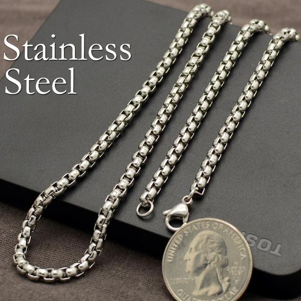 

necklaces 50 x stainless steel necklace for women men wholesale tarnish round box chain necklace for jewelry making, Silver