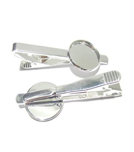 

beadsnice tie clip parts brass jewelry accessories blank tie clip with 16mm round bezel setting id 230447176770, Silver