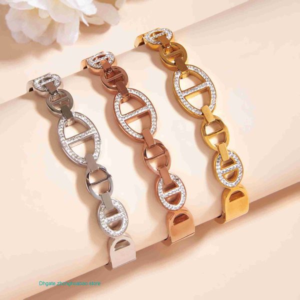 

factory wholesale h ermes bangle for sale fashionable and personalized bracelets with high color retention exquisite hollow out pig nose tit, Black