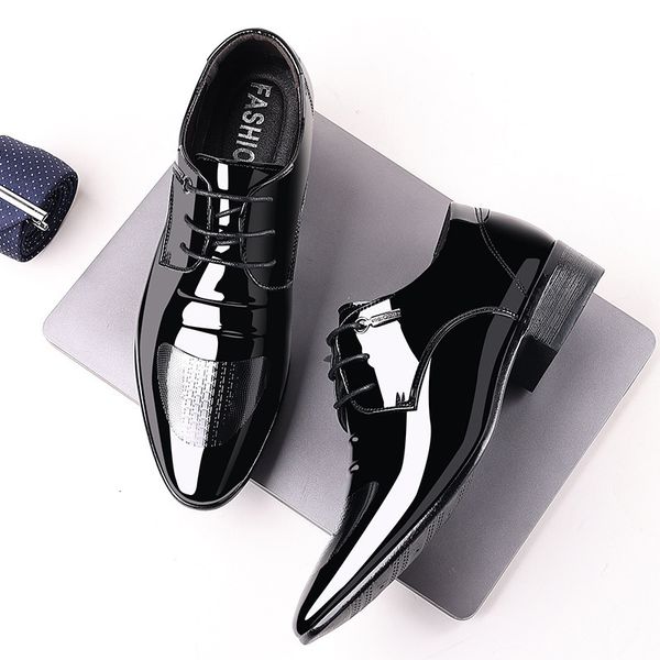 

dress shoes luxury business oxford leather men breathable patent formal plus size man office wedding flats male black 230522