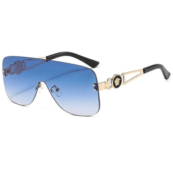 

luxury designer versage sunglasses men's women's vercace sunglasses head metal large frame sunglasses fashion frameless one piece, White;black