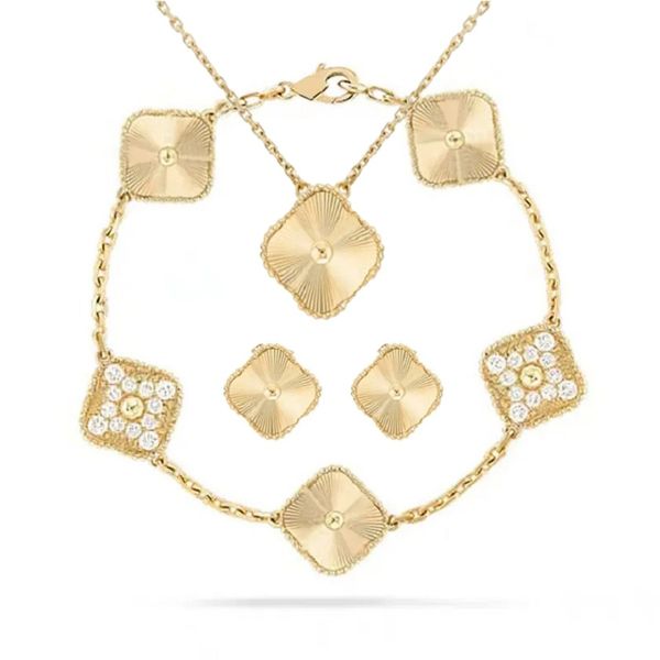 

925 silver fashion necklaces pendants van classic 4/four leaf clover charm designer jewelry set 18k gold plated for women&girl valentine&#03