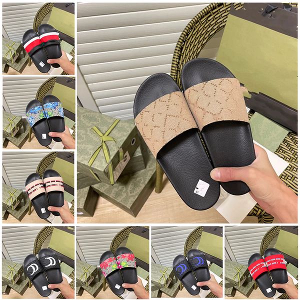 

24model mule waterfront men women slide sandals designer shoes luxury slide summer fashion wide flat slippery thick sandals slipper flip flo, Black
