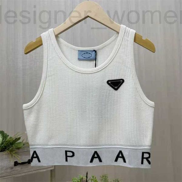 

women's tanks & camis designer women designer tees wide shoulder strap vest sleeveless triangular letter badge t-shirt summer short, White