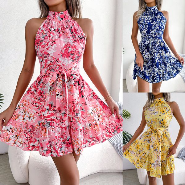 

Online Celebrity Spring and Summer New Temperament Lace Ruffled Big Broken Mini Dress 2023 New Design Sense Niche., Pink