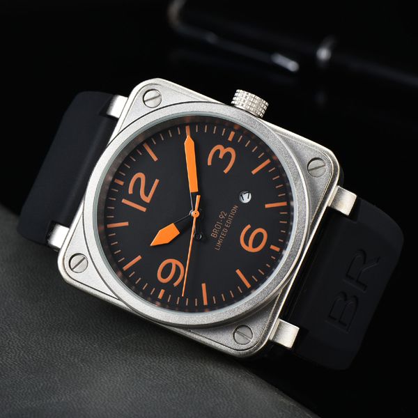 

2023 new watch men's leisure diamond watches gold steel case rubber mechanical automatic wristwatch strap male relogio masculino br6, Slivery;brown
