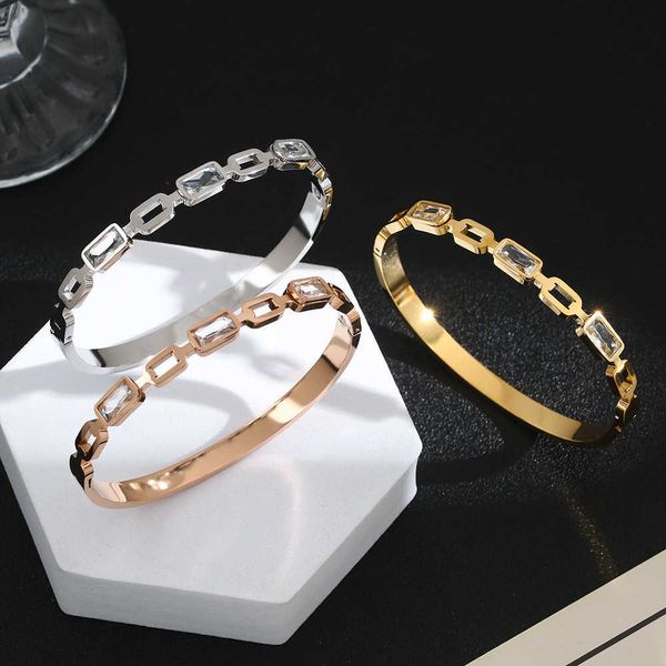 

jewelry diamond inlaid titanium steel bracelet rose gold japanese and korean new style couples fashionable temperament personality generous, Black