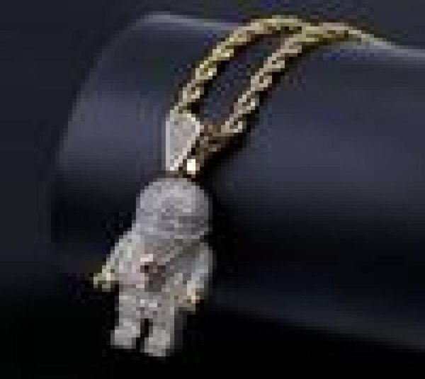 

iced out pendant luxury designer necklace hip hop jewelry bling diamond astronaut charms mens gold chain pendants fashion statemen8953539, Silver