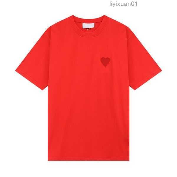 

men's t-shirts luxurious mens designers paris new amis t shirt tone-on-tone love embroidery fashion street casual joker round neck cott, White;black