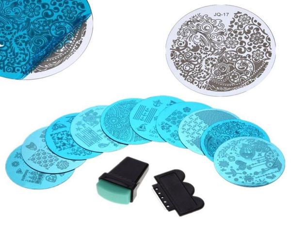 

10pcs nail stamper plate set nails art image stamp stamping scraper plates manicure template pedicure kit tools 4278423, White