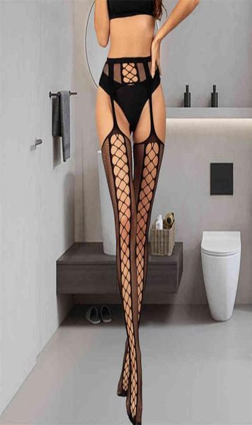 

women black stockings lace transparent suspenders fishnet stocking nonslip hip lift breathable open crotch onepiece pants w1358934, Red;black