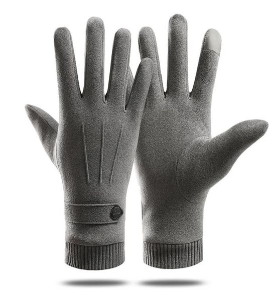 

winter keep warm touch screen plus velvet inside suede mens gloves fashion simple cold protection thicken man outdoor gloves4277161, Blue;gray