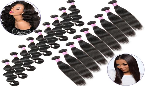 

whole brazilian straight body wave virgin human hair extension 10203050 bundles 100 unprocessed 8a remy human hair weave 4865456, Black