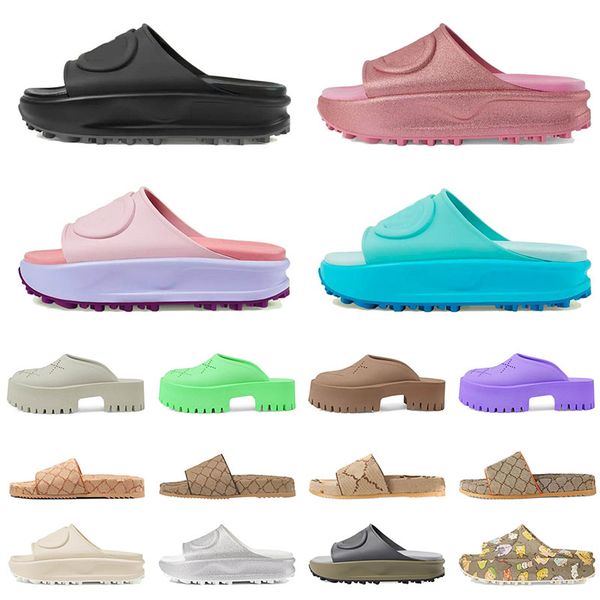 

2023 casual fashion purple slide flats thick bottom famous embroidered printed khaki wedding party flat heel slippers summer comfortable san, Black
