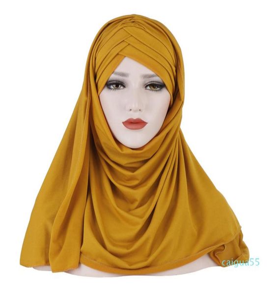 

women muslim hijab and cap set solid color headwear elegant classic underscarf inner islamic turban scarf9234219, Blue;gray