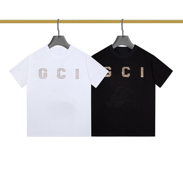 

summer paris mens t-shirts designer tee luxury flocking letter tshirt t shirt classic fashion green womens short sleeve casual cotton t-shir, White;black