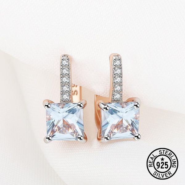 

back 925 sterling silver gemstone earrings created blue z for women anniversary gift luxury elegant fine jewelry rose gold plated