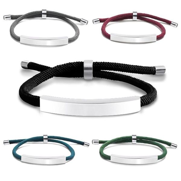 

bangle stainless steel bracelet blank for engrave metal id plate bracelets to record rope chain braid bracelets wholesale 10pcs, Black