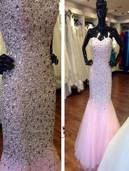 

bling crystal pageant dresses sweetheart 2018 mermaid tulle corset back rhinestones corset prom evening formal dress gowns4920233, White;red