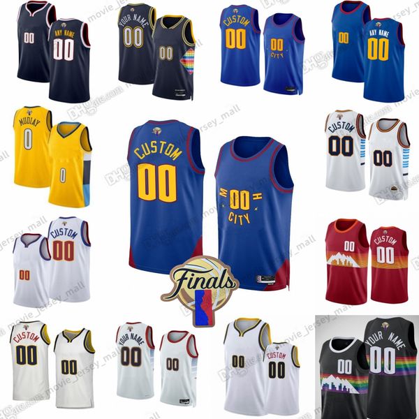 

custom 2023 finals patch jokic murray printed basketball jerseys gordon christian braun peyton watson bruce brown deandre thomas collin gill, Black;red
