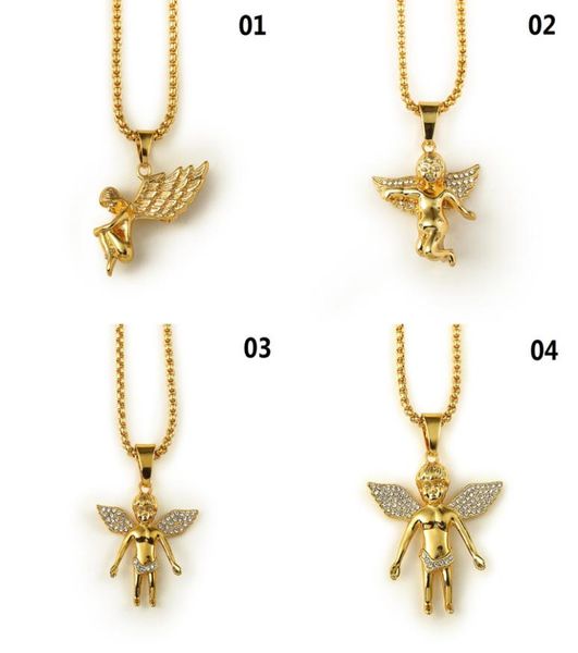 

new 18k gold plated boy angel girl angels pendant micro angel piece necklace for men women hip hop charm jewelry 7423844, Silver