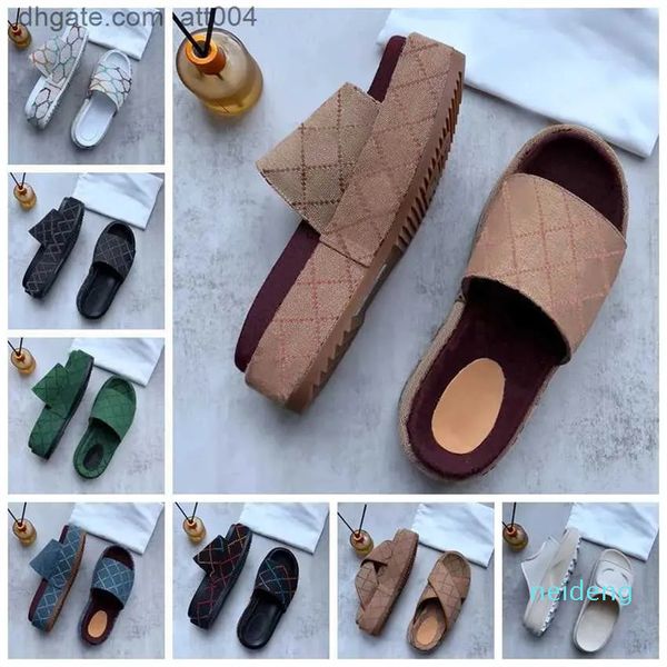 

Designer Slippers Fashion Platform Sandals Letter Embroidery Slides lady Slide Wedges Sandal Beach Landy Girls 60mm Canvas Sliders Size 35-45'