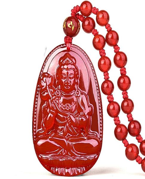 

fine jewelry c1lint buddha pendant necklace bodhisattva amulet talisman made of agate gemstone red green 4201922, Silver