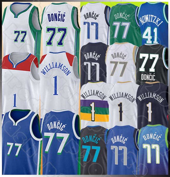

luka doncic zion 1 williamson basketball jerseys retro justin jackson men 2022-2023 city blue green redblack edition white jersey shirt, Black;red