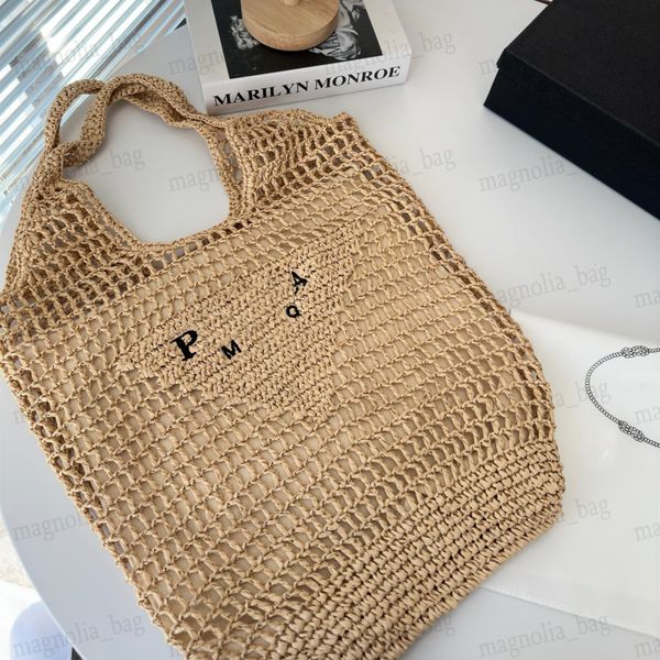 

straw woman fashions beach tote hollow out handbags oversize shopping bag summer stripes crochet shoulder bag with embroid letter