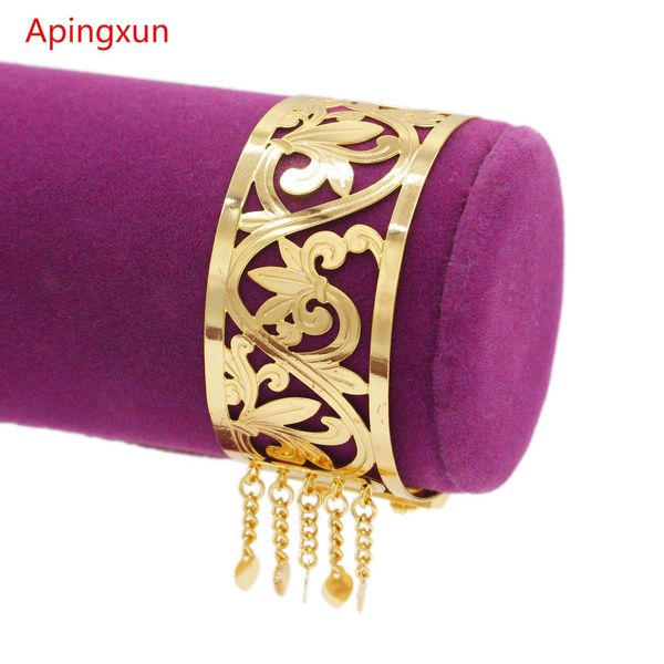 

bangle apingxun gold color tassels cuff bracelet dubai african french women girls charm bangle child bangle arab trendy jewelry gifts, Black
