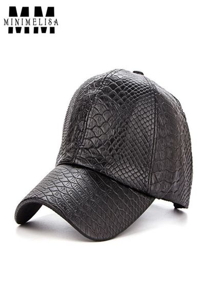 

4 color 2018 new winter baseball cap crocodile pattern pu shade hats men outdoor cap baseball cap adjustable leather hat unisex3442980, Blue;gray