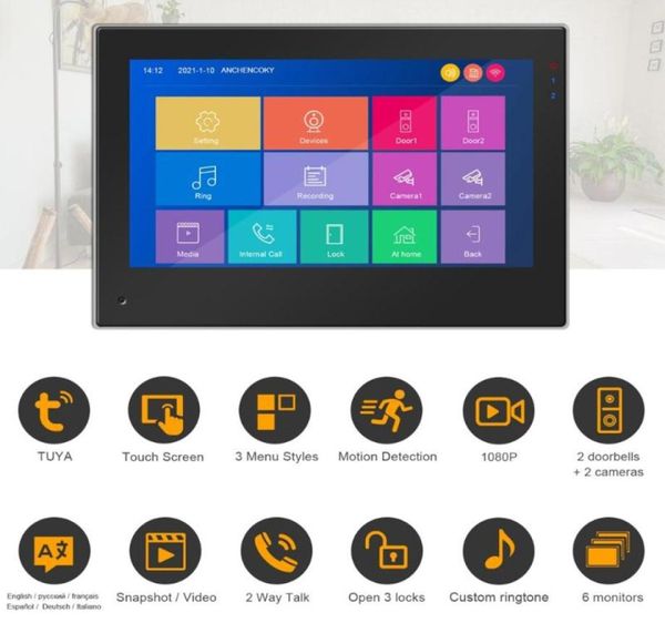 

video door phones wifi intercom tuya smart app ip touch screen monitor x1 support motion detection remote unlock wireless for home1919794