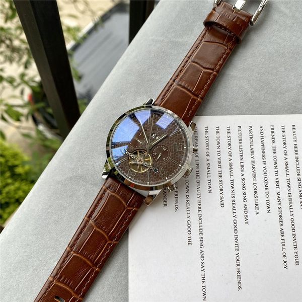 

men's classic automatic watch sapphire digital automatic mechanical leisure multi-color belt watch, Slivery;golden