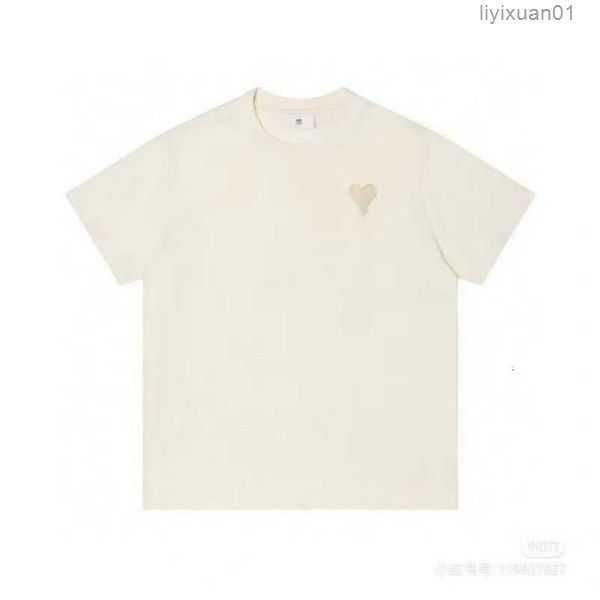 

designers amis paris shirit 2023ss spring classic heart solid color big love round neck short sleeve t-shirt for men and women ssk 3 in10, White;black
