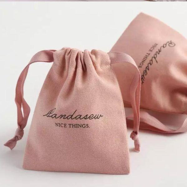 

anklets pink cotton gift bags eyelashes makeup drawstring pouches custom muslin jewelry packaging sack, Red;blue