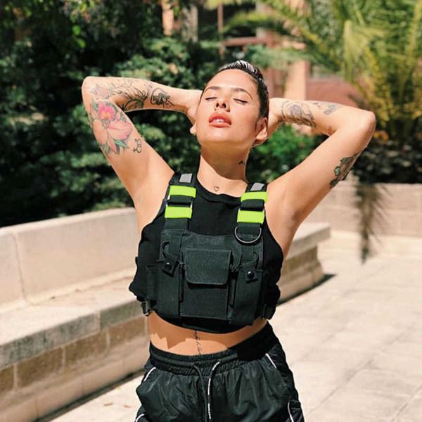 

waist bags chest bag men s fluorescent walkie talkie hip hop tactical vest chest bag pocket security 230523