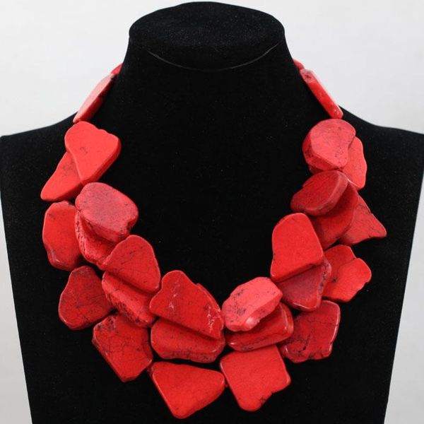 

necklaces charming red stone chunky necklace natural sheets beaded african fashion necklace for wedding tn144, Silver