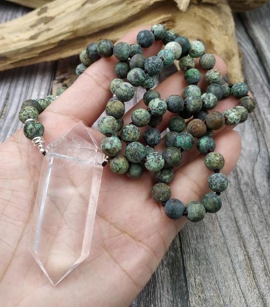 

necklaces ya4033 natural quartz point turquoises beads handmade necklace, Silver