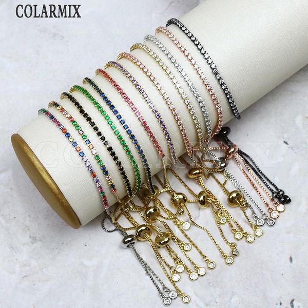 

bangle 10 pieces slim colors zircon tennis bracelets zirconia crystal women bracelet summer jewelry accessories 40083, Black