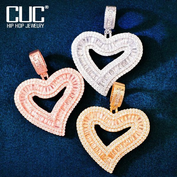 

necklaces cuc silver color heart love pendant for women men copper zircon charm hip hop necklace chain fashion rock rapper jewelry gift